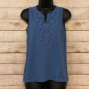 Talbots - petite - blue embroidered top